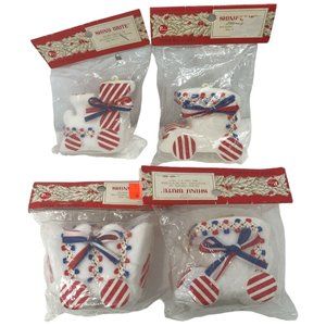 Vintage Shiny Brite Train Car Flocked Ornaments New In Package Made In Hong Kong